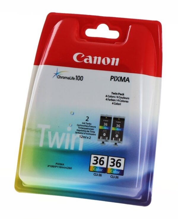 Canon CLI-36 twin pack farve original blækpatron c/m/y 24ml sider Canon 1511B018