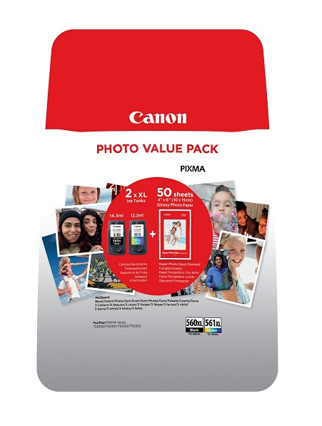 Valuepack! Canon CRG PG-560XL sort/CL-561XL farve blæk 26
