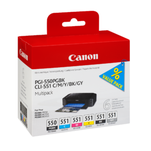 Canon multipack PGI-550 + CLI-551 BK+C+M+Y+GY blækpatron 50ml original 6 stk.